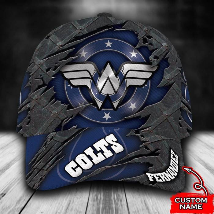 Personalized Indianapolis Colts Wonder Woman Logo 3D Baseball Cap Navy CNI1755