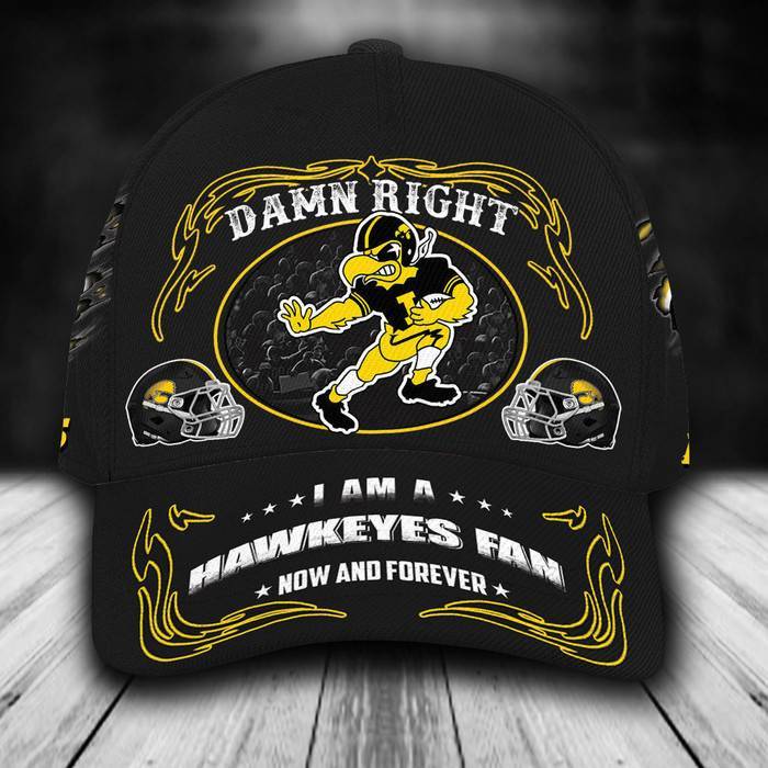 Personalized Iowa Hawkeyes Mascot Damn Right 3D Classic Baseball Cap CNI415