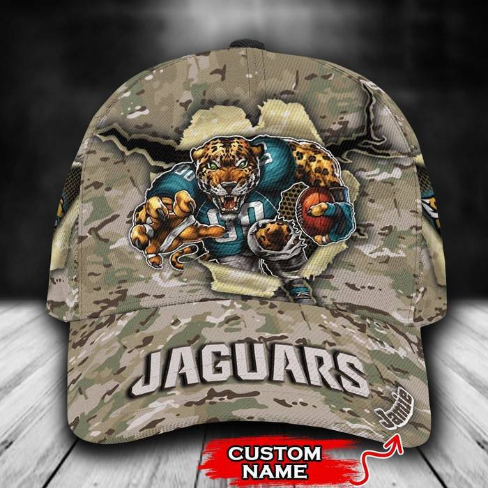 Personalized Jacksonville Jaguars Camo Mascot 3D Classic Baseball Cap CNI554