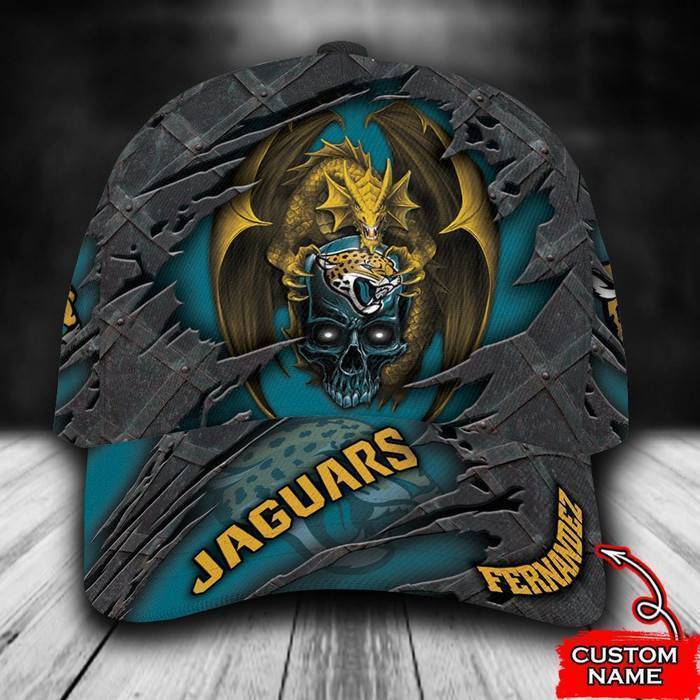 Personalized Jacksonville Jaguars Skull Dragon 3D Classic Baseball Cap CNI338