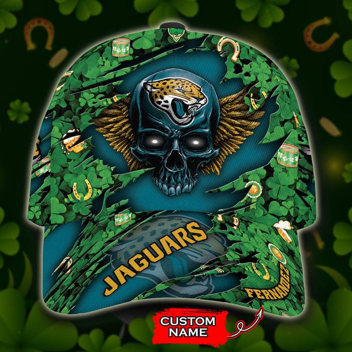 Personalized Jacksonville Jaguars St Patricks Day Skull 3D Classic Baseball Cap CNI1269