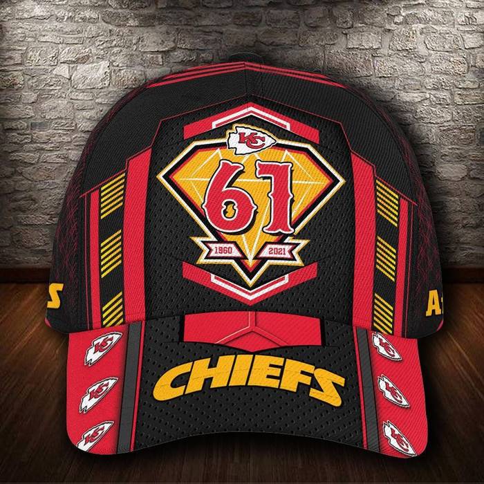 Personalized Kansas City Chiefs 61 Years Anniversary 1960 2021 3D Baseball Cap CNI1498