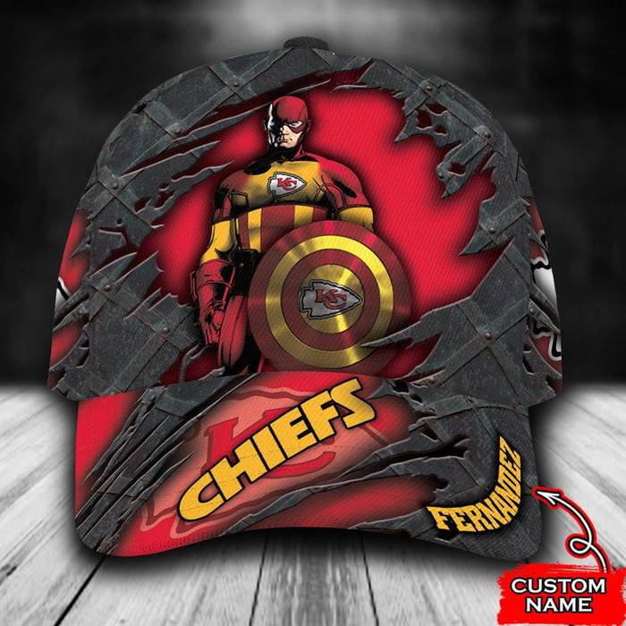 Personalized Kansas City Chiefs Captain America 3D Classic Baseball Cap CNI556