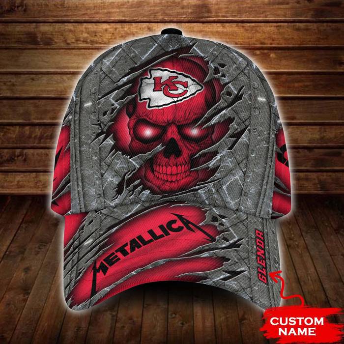 Personalized Kansas City Chiefs Metallica Band 3D Classic Baseball Cap CNI771