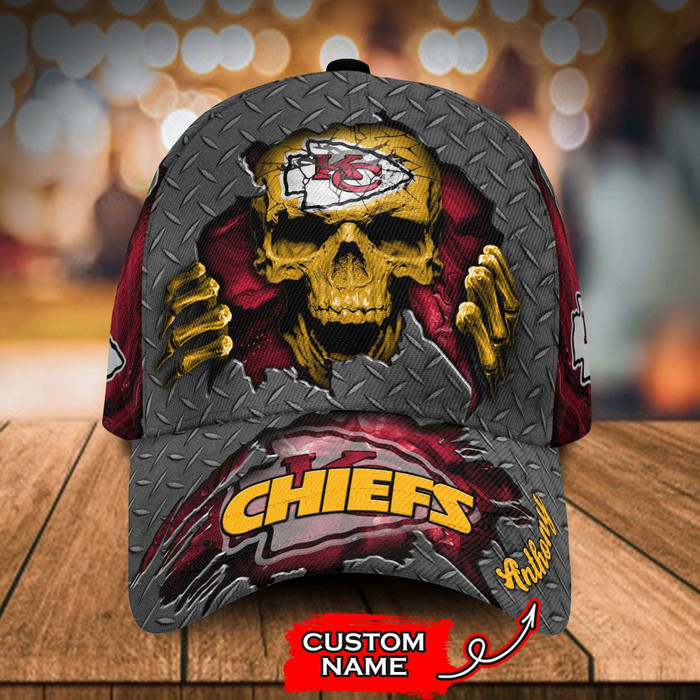 Personalized Kansas City Chiefs Skull 3D Baseball Cap CNI1897