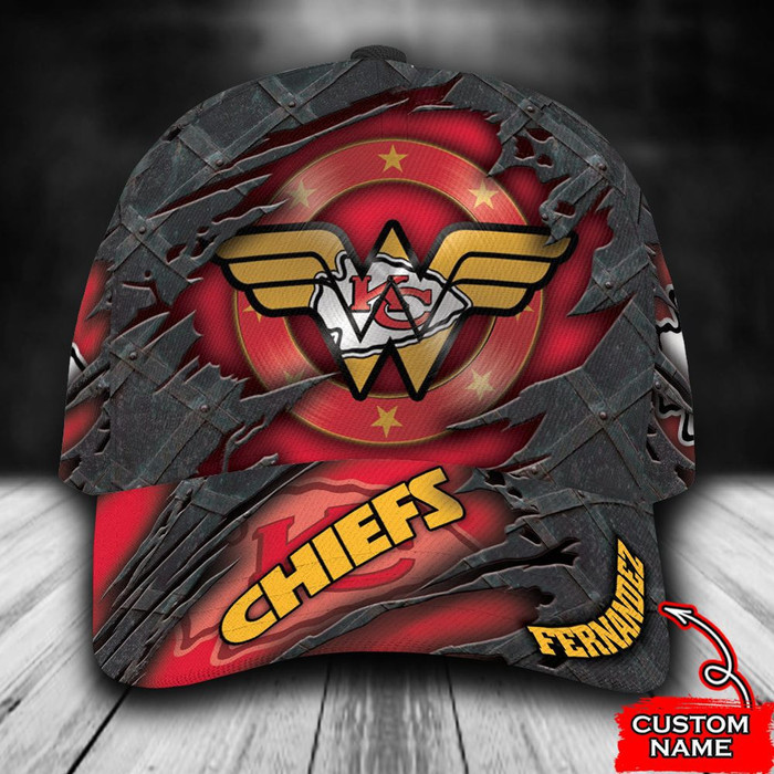 Personalized Kansas City Chiefs Wonder Woman Logo 3D Baseball Cap Red CNI1558