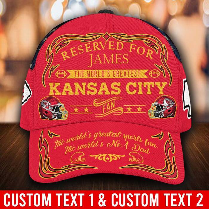 Personalized Kansas City Chiefs Worlds Greatest Fan 3D Classic Baseball Cap CNI243