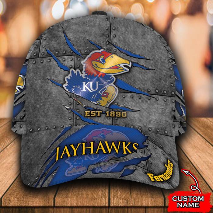 Personalized Kansas Jayhawks 3D Classic Baseball Cap CNI1154