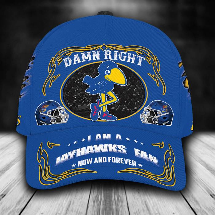 Personalized Kansas Jayhawks Mascot Damn Right 3D Classic Baseball Cap CNI816