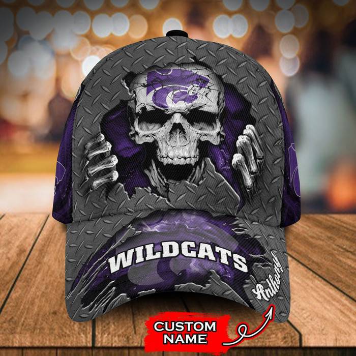 Personalized Kansas State Wildcats Skeleton 3D Classic Baseball Cap CNI1275