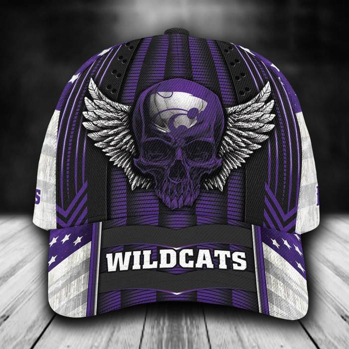 Personalized Kansas State Wildcats Skull 3D Baseball Cap CNI1952