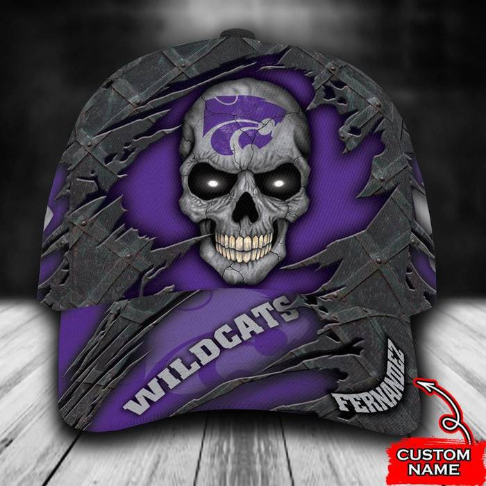 Personalized Kansas State Wildcats Skull 3D Classic Baseball Cap CNI1179