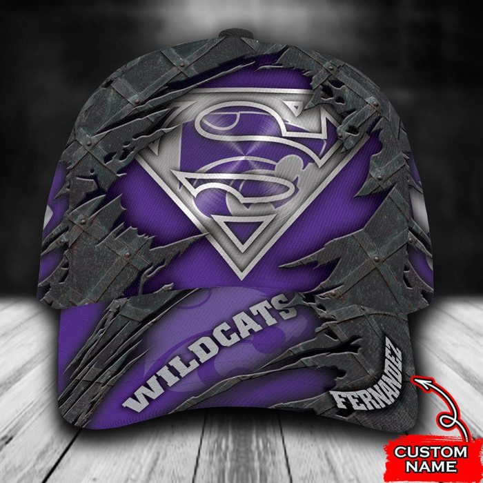 Personalized Kansas State Wildcats Superman Logo 3D Baseball Cap Purple CNI1856