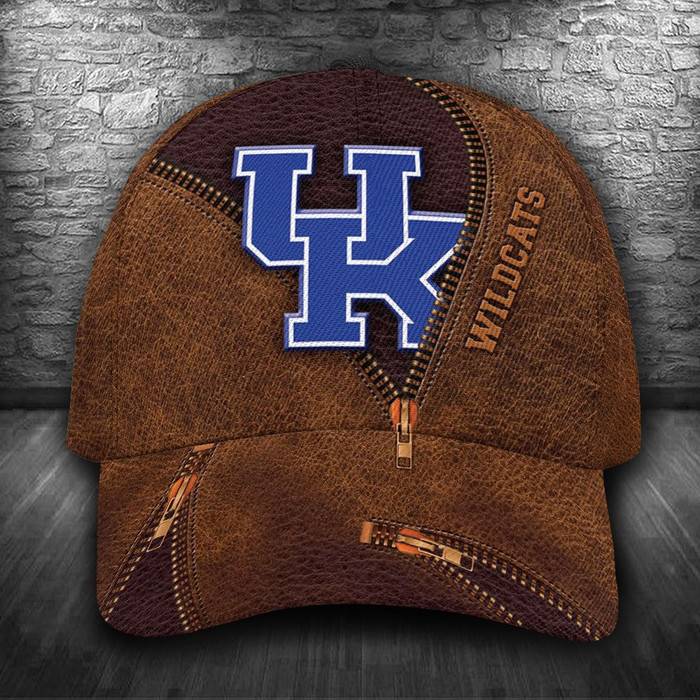 Personalized Kentucky Wildcats Zipper 3D Classic Baseball Cap Brown CNI1196