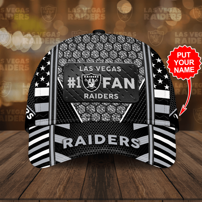 Personalized Las Vegas Raiders 3D Tiling Classic Baseball Cap Black CNI2144