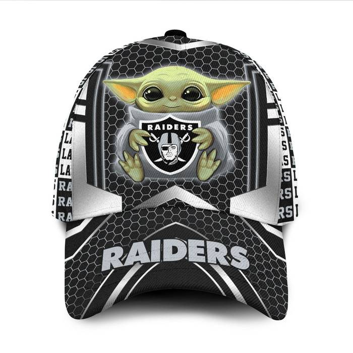 Personalized Las Vegas Raiders Baby Yoda 3D Classic Baseball Cap CNI471