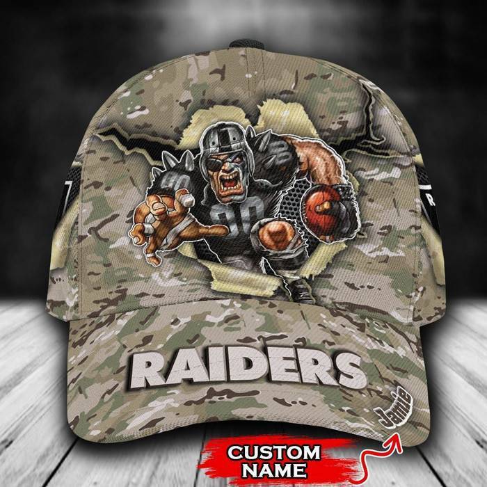 Personalized Las Vegas Raiders Camo Mascot 3D Classic Baseball Cap CNI392