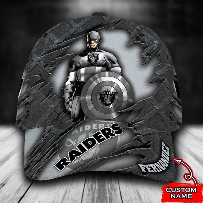 Personalized Las Vegas Raiders Captain America 3D Classic Baseball Cap CNI373