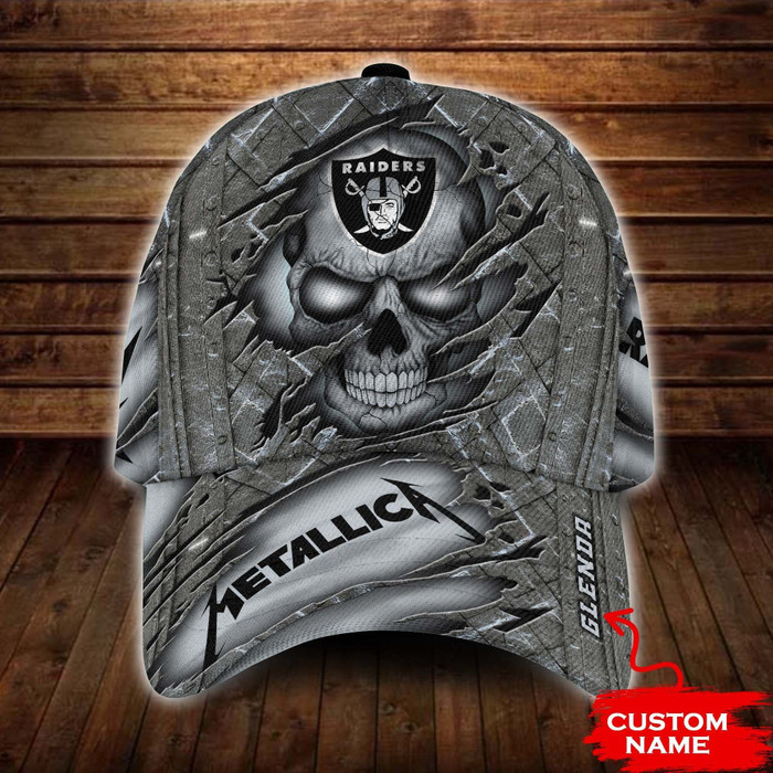 Personalized Las Vegas Raiders Metallica Band 3D Classic Baseball Cap CNI1975