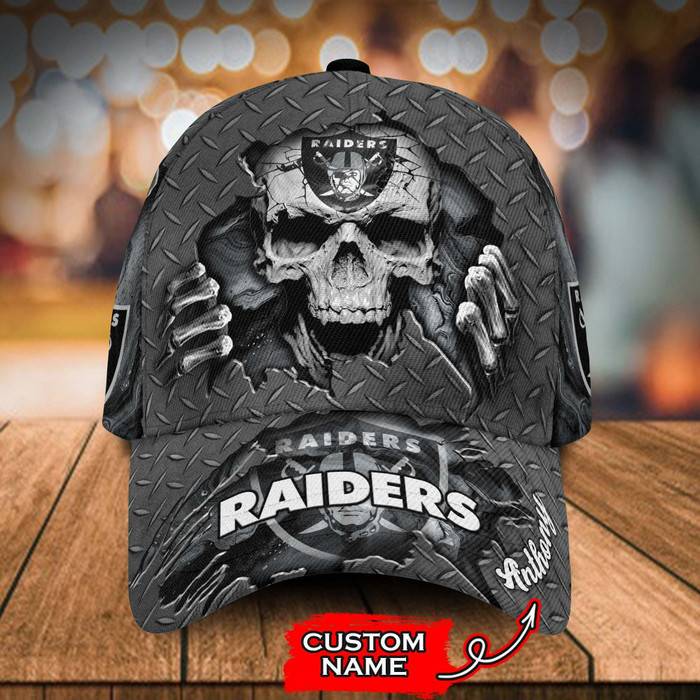 Personalized Las Vegas Raiders Skeleton 3D Classic Baseball Cap CNI587