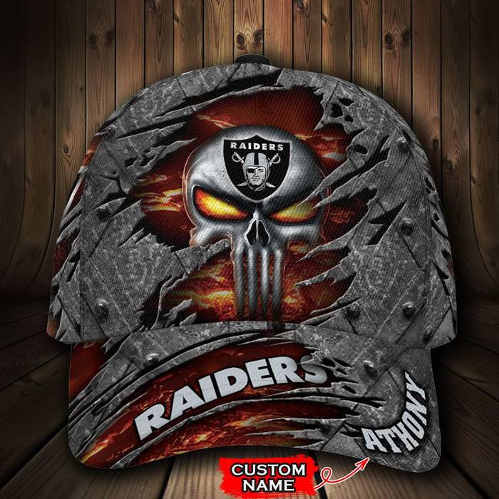 Personalized Las Vegas Raiders Skull 3D Classic Baseball Cap CNI369