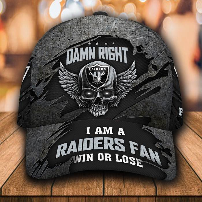 Personalized Las Vegas Raiders Skull Damn Right 3D Classic Baseball Cap CNI1181