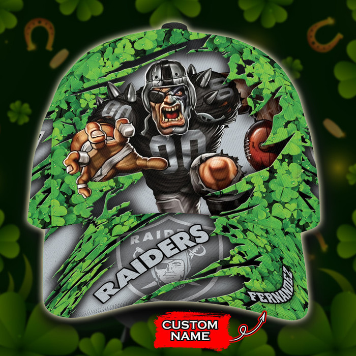 Personalized Las Vegas Raiders St Patricks Day Mascot 3D Classic Baseball Cap CNI868