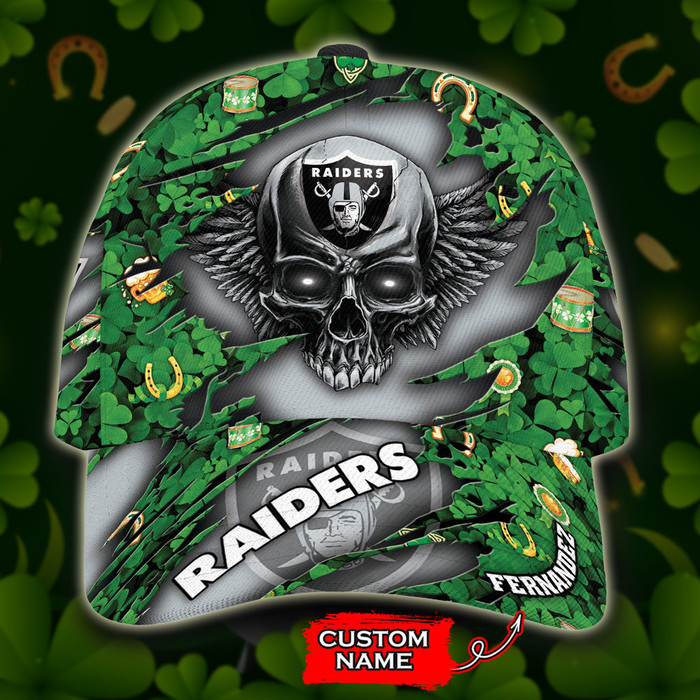 Personalized Las Vegas Raiders St Patricks Day Skull 3D Classic Baseball Cap CNI1967