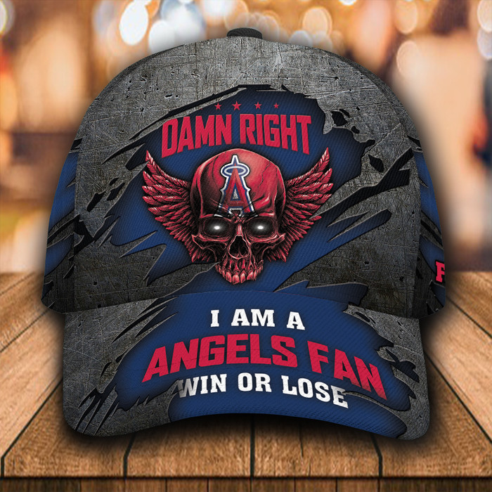 Personalized Los Angeles Angels Skull Damn Right 3D Classic Baseball Cap CNI1000