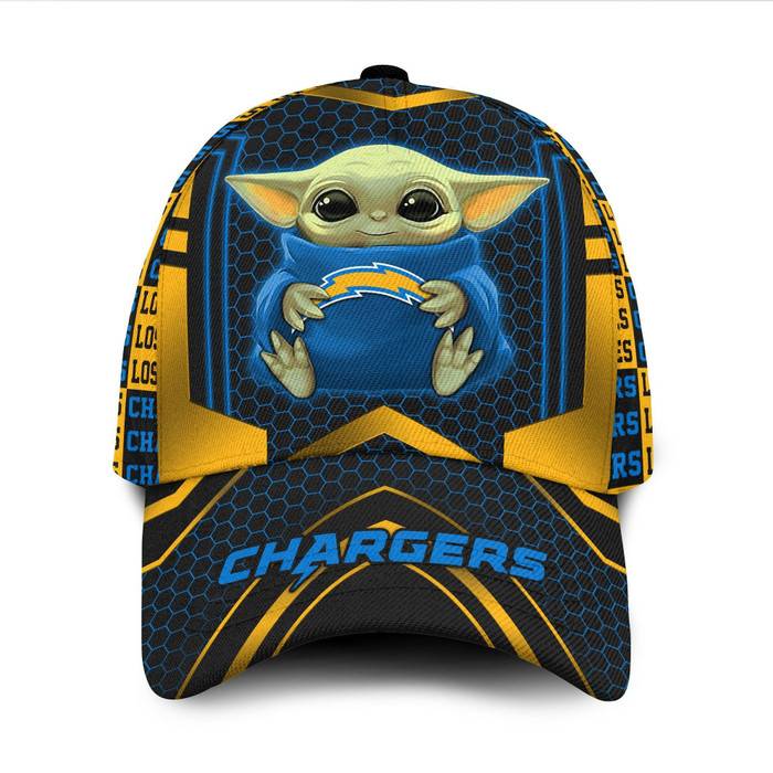 Personalized Los Angeles Chargers Baby Yoda 3D Baseball Cap CNI1633
