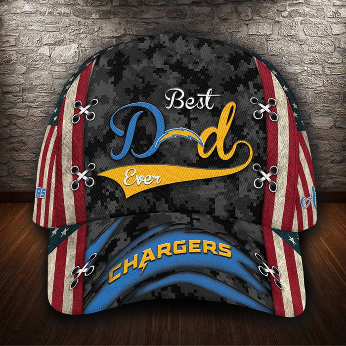 Personalized Los Angeles Chargers Best Dad USA Flag 3D Baseball Cap CNI1588