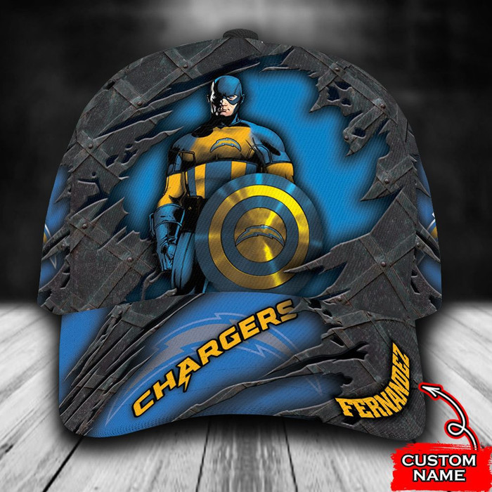 Personalized Los Angeles Chargers Captain America Marvel 3D Baseball Cap Blue CNI1861