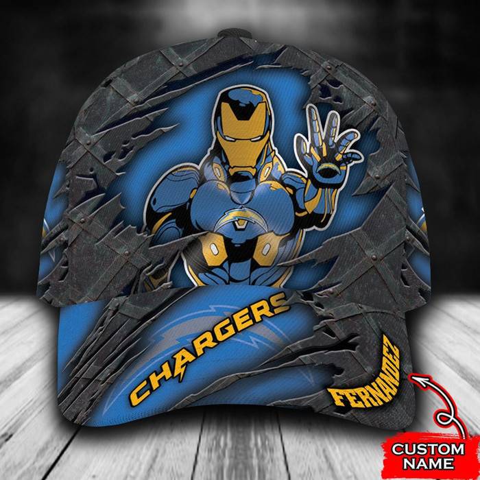 Personalized Los Angeles Chargers Iron Man 3D Classic Baseball Cap CNI876