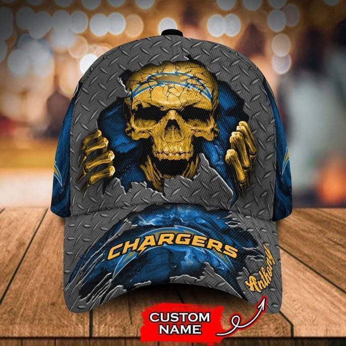 Personalized Los Angeles Chargers Skull 3D Classic Baseball Cap CNI172