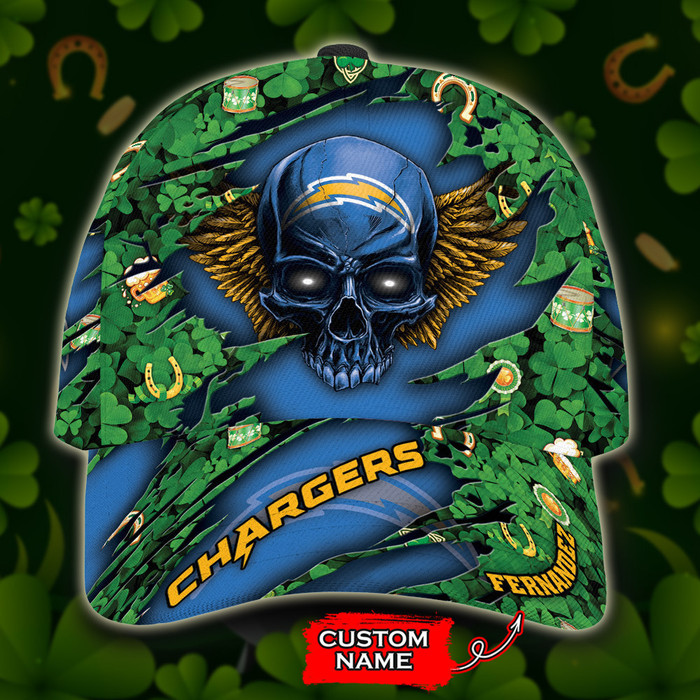 Personalized Los Angeles Chargers St Patricks Day Skull 3D Classic Baseball Cap CNI913