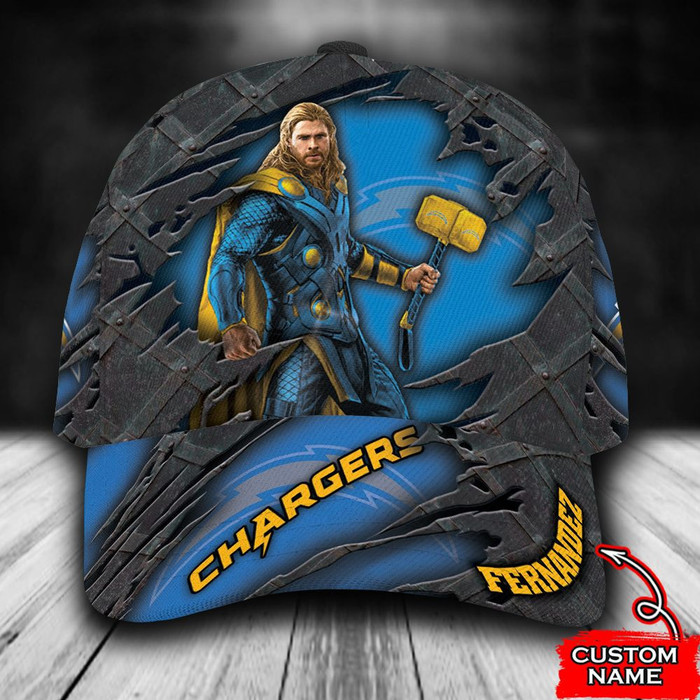 Personalized Los Angeles Chargers Thor Marvel 3D Baseball Cap Blue CNI1874