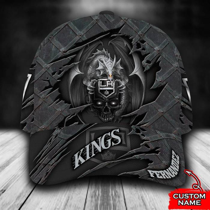 Personalized Los Angeles Kings Dragon Skull 3D Baseball Cap Black CNI1630