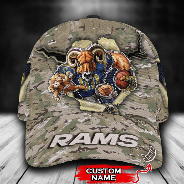 Personalized Los Angeles Rams Camo Mascot 3D Classic Baseball Cap CNI1332