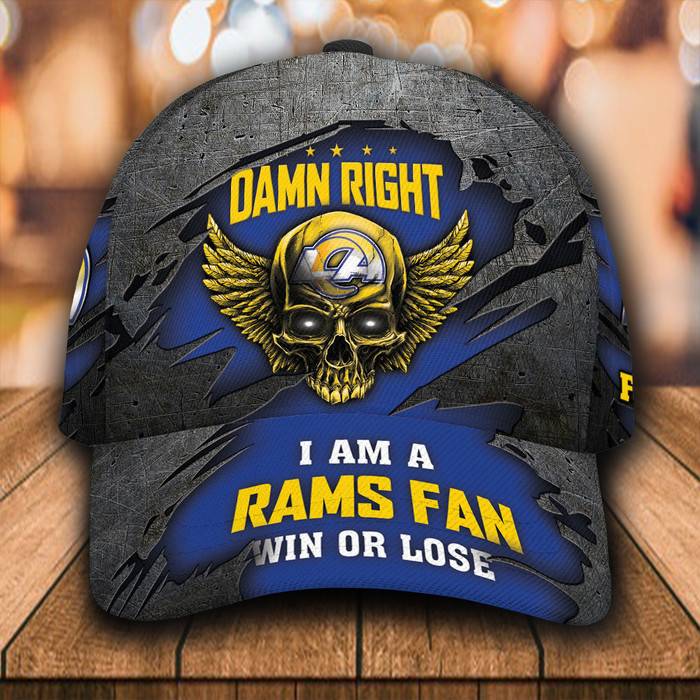 Personalized Los Angeles Rams Luxury Skull Damn Right 3D Classic Baseball Cap CNI1411