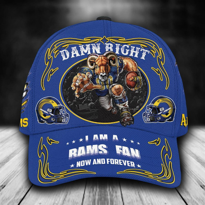 Personalized Los Angeles Rams Mascot Damn Right 3D Classic Baseball Cap CNI899