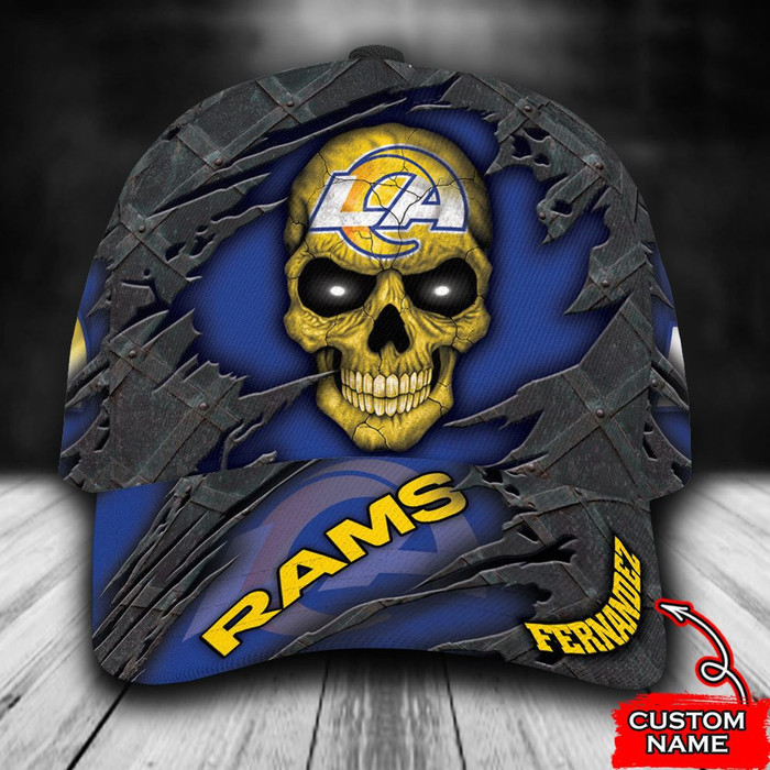 Personalized Los Angeles Rams Skull 3D Baseball Cap Blue CNI1741