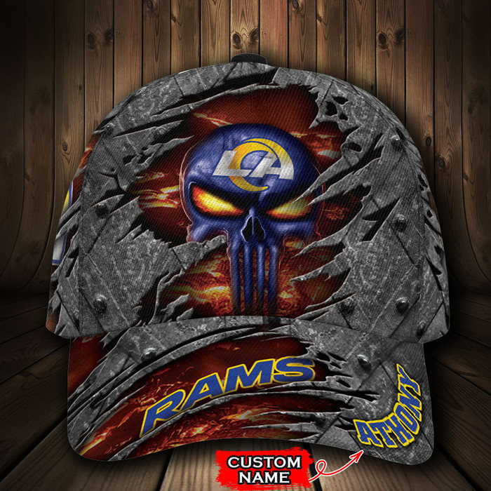 Personalized Los Angeles Rams Skull 3D Baseball Cap CNI1487