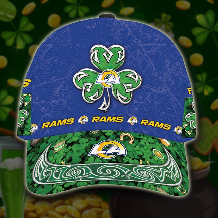 Personalized Los Angeles Rams St Patrick Day 3D Baseball Cap Blue Green CNI1535