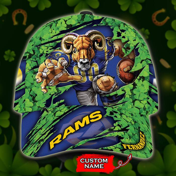 Personalized Los Angeles Rams St Patricks Day Mascot 3D Classic Baseball Cap CNI879
