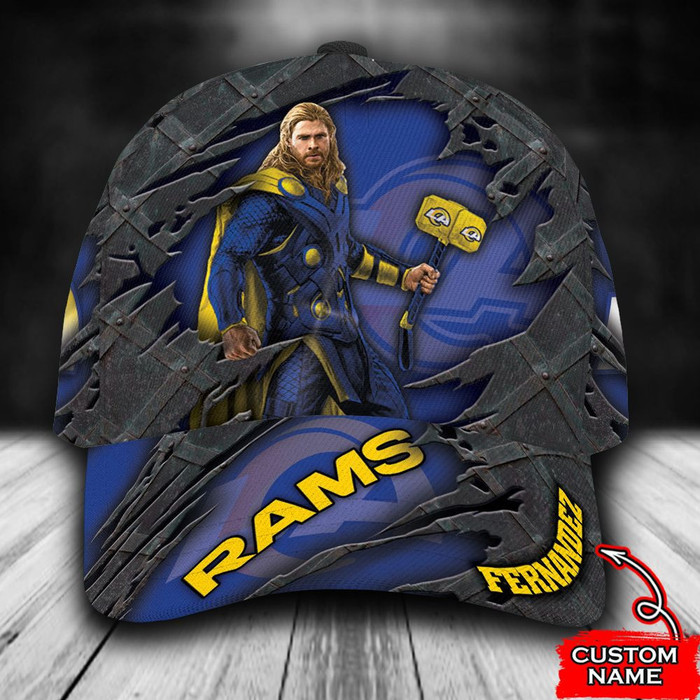 Personalized Los Angeles Rams Thor Marvel 3D Baseball Cap Blue CNI1074
