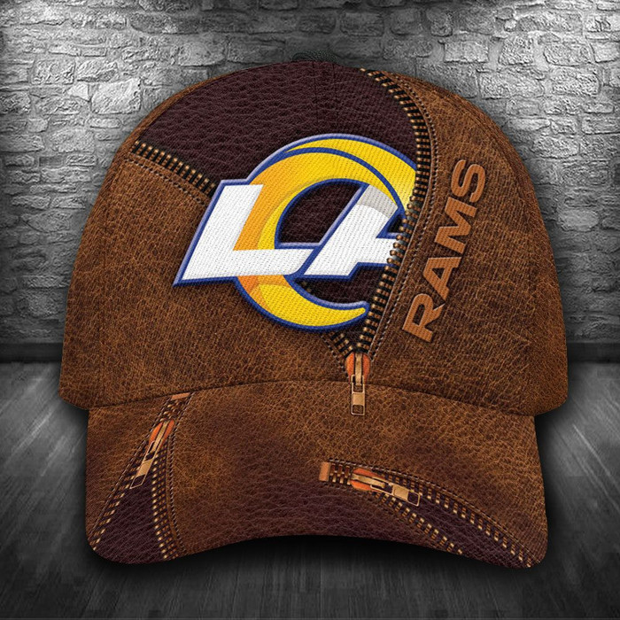 Personalized Los Angeles Rams Zipper 3D Classic Baseball Cap Brown CNI1323