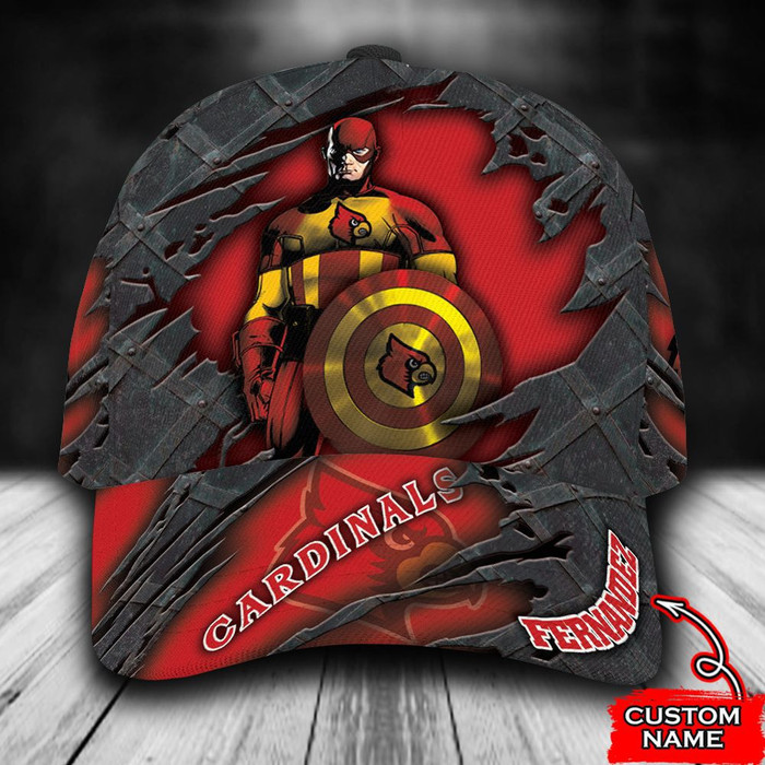 Personalized Louisville Cardinals Captain America 3D Baseball Cap CNI1899