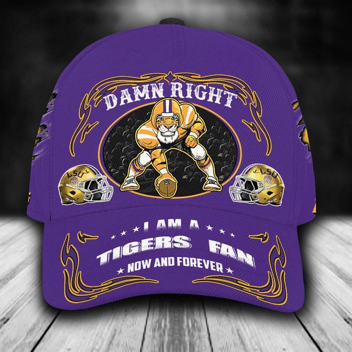 Personalized LSU Tigers Damn Right Text 3D Classic Baseball Cap CNI244