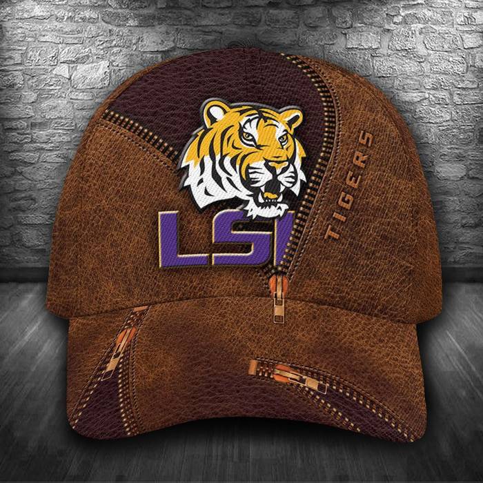 Personalized LSU Tigers Zip Pattern 3D Baseball Cap Brown CNI1012