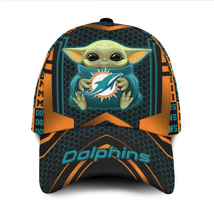 Personalized Miami Dolphins Baby Yoda 3D Baseball Cap CNI1107